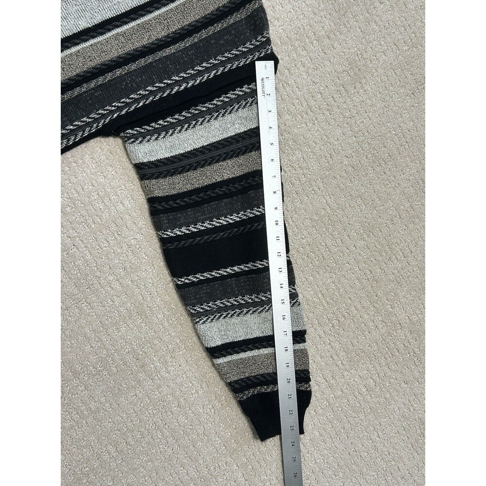 Vintage Irvine Park Cardigan Sweater 3D Textured Stripe Black Gray Large Mens - Picture 7 of 9
